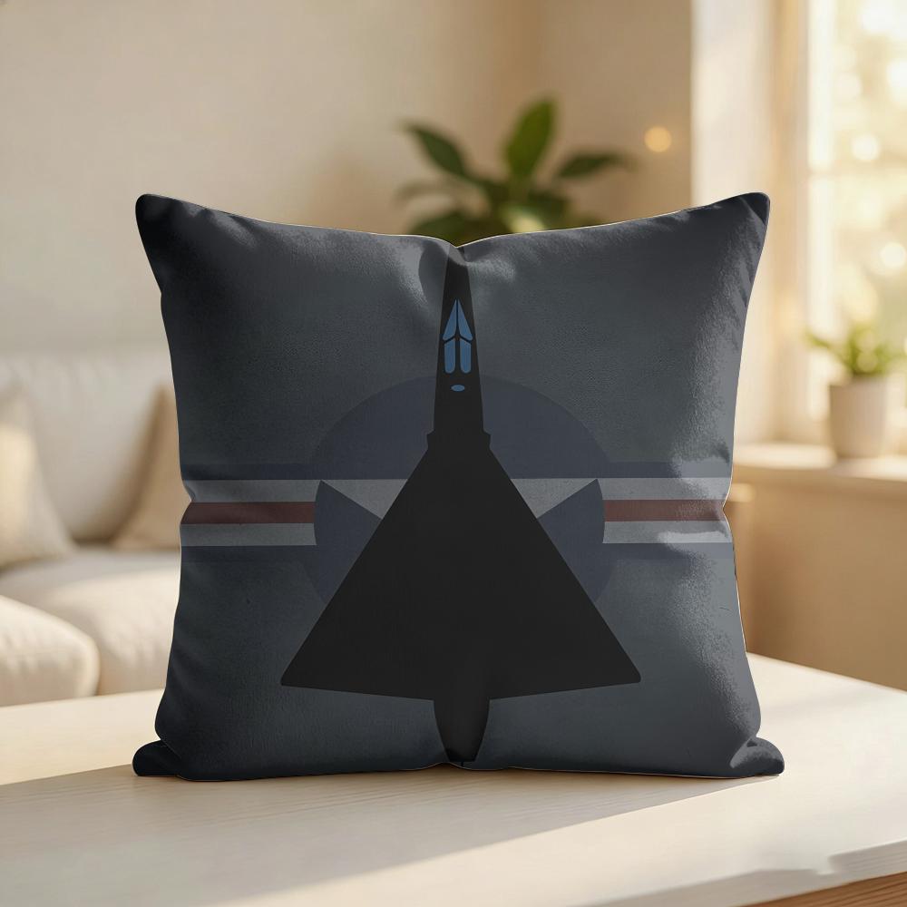 Fighter Jet Enthusiast Cool Cushion Cover Silky Short Plush Invisible Zipper Dustproof Sofa Pillow Case For Home Decor