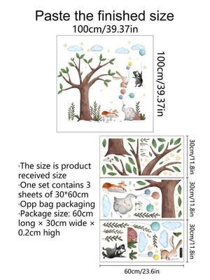 Big Tree Rabbit Balloon Cartoon Wallpaper Living Room Room Decoration Wall Sticker Self-adhesive Wholesale Wall Sticker