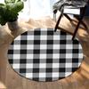 Gray Checkered Pattern Flannel-printed Round Floor Mats Are Slip-resistant Suitable Living Room Bedroom Terrace Garden Carpets