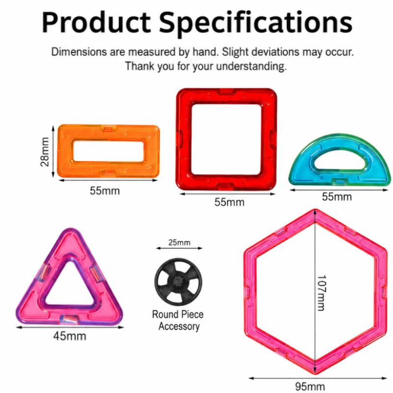 Magnetic Building Blocks Set ABS Kids Magnetic Tiles STEM Construction Toy Educational Building Kit Creative Play Boys Girls Home Learning