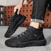 Men's High-top Casual Sneakers Handmade Leather Shoes Plus Size 39-48 Spring & Autumn