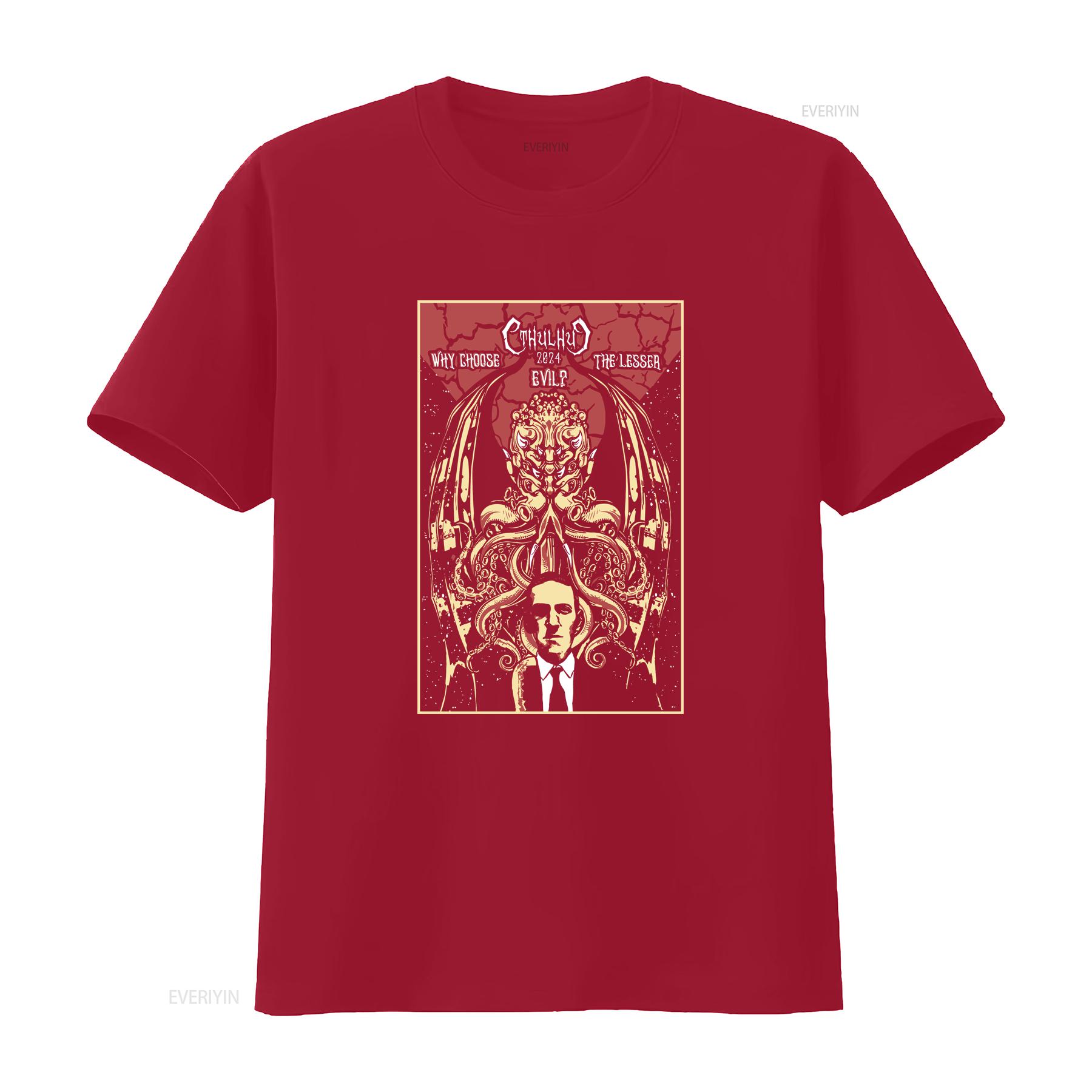Vote for Cthulhu 2024 Lovecraftian Horror T Shirt vintage Washed graphic Slightly Breathable fashion Soft homme Stylish S