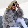 2026 New Women's Tops Fashion Winter Sheepskin Coat Female Short Jacket Warm Zipper Artificial Fox Fur Hooded Collar Fashion Female Jacket