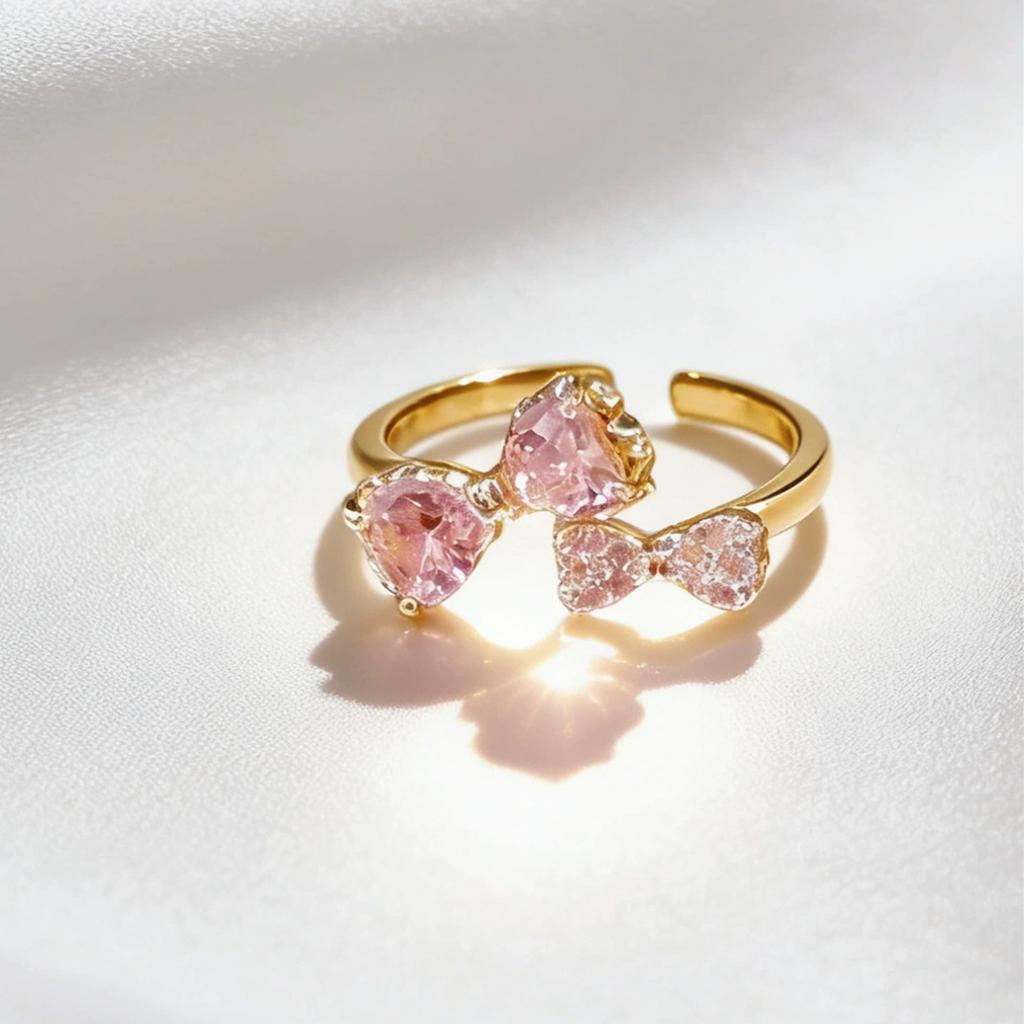 New Fashion Crystal Zircon Rings Sweet Flower Leaf Butterfly Adjustable Open Rings Female Wedding Engagement Jewelry Gift