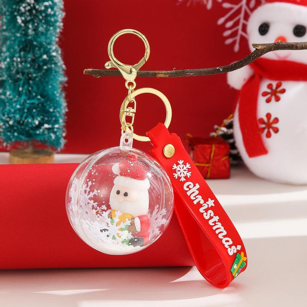 1PC Cartoon Ball Christmas Keychain Shake Music Key Chain Car Pendant School Bag Hanging Ornament Gift