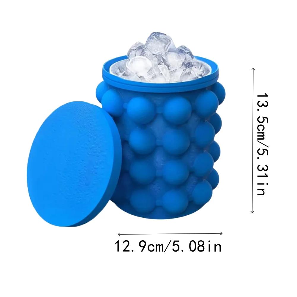 2-In-1 Silicone Ice Bucket Easy Freezing Ice Making Mold Ice Grid Household Outdoor Ice Bucket Kitchen Drink Supplies