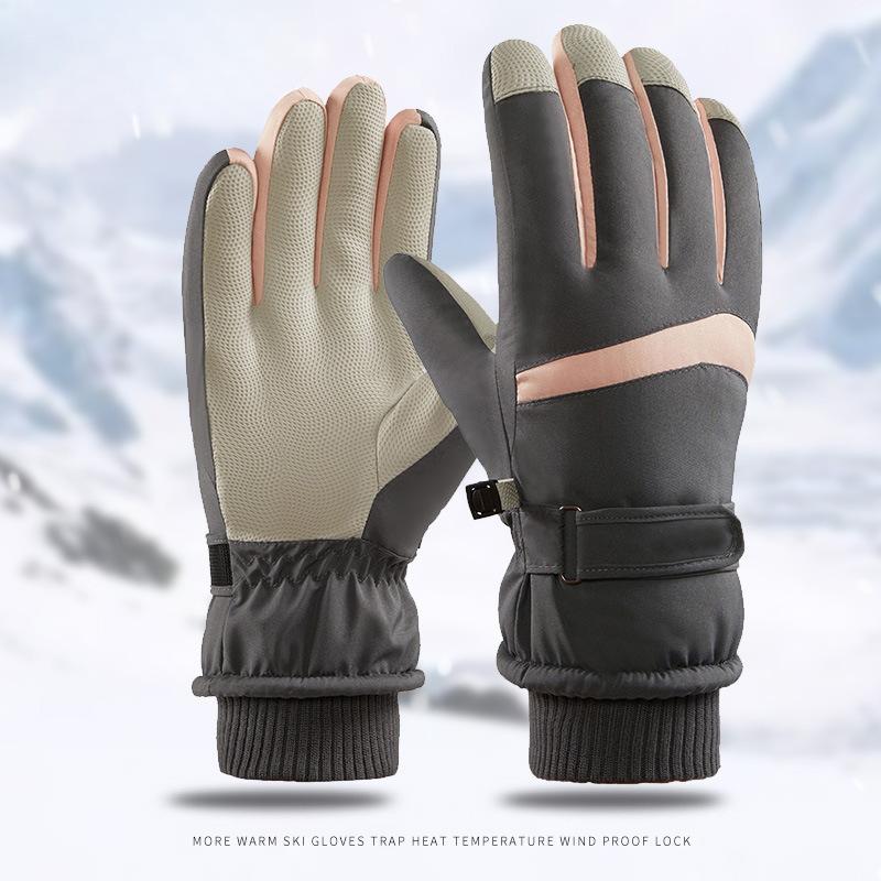 Ski Gloves for Men and Women Couples Autumn and Winter Outdoor Cycling Plus Velvet Thickened Cold Touch Screen Warm Gloves