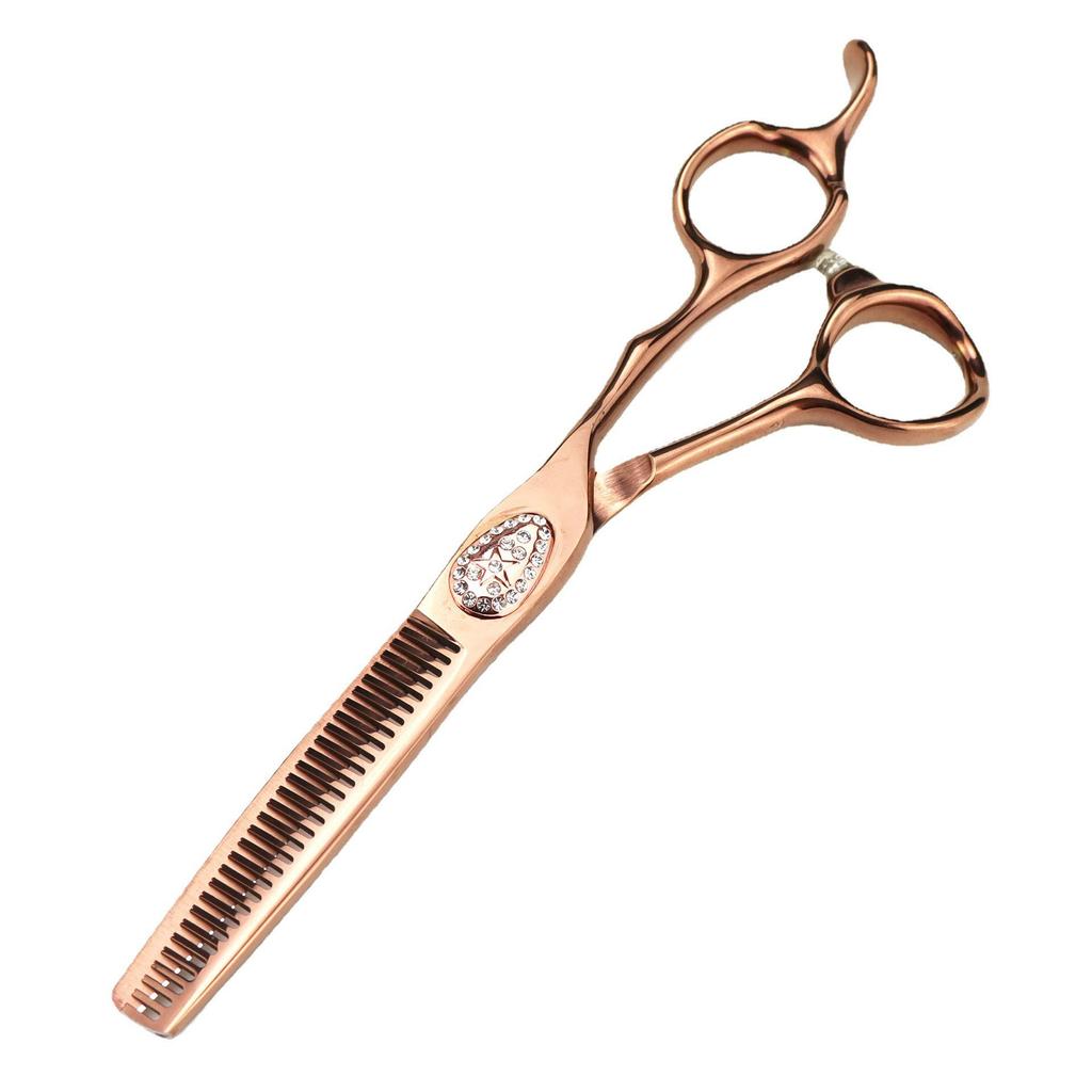 FBS-01 Bronze Gold Hairdressing Scissors Set - Straight, Serrated, Thinning Shears for Salon Use.