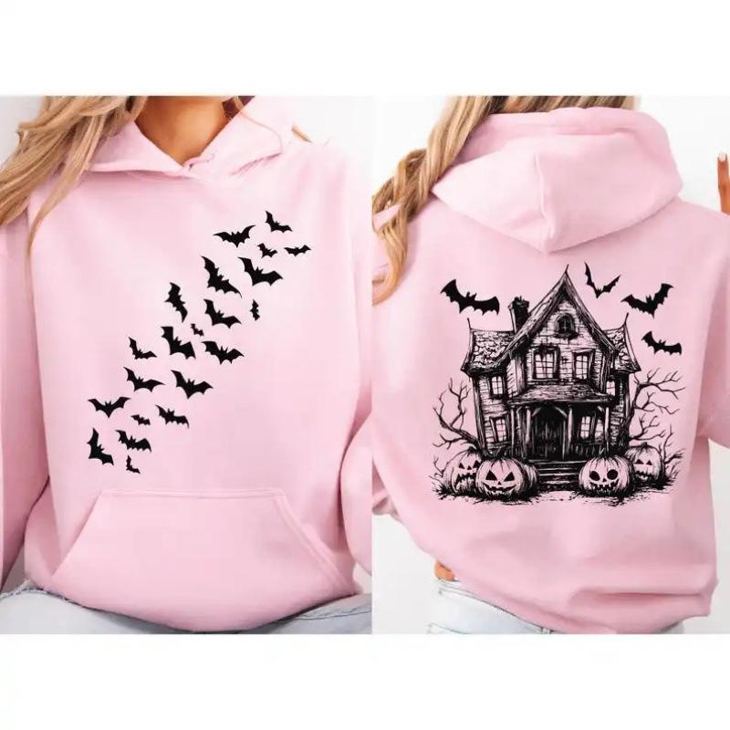 Cute Fall Hoodies Halloween Bat Hoody Front And
