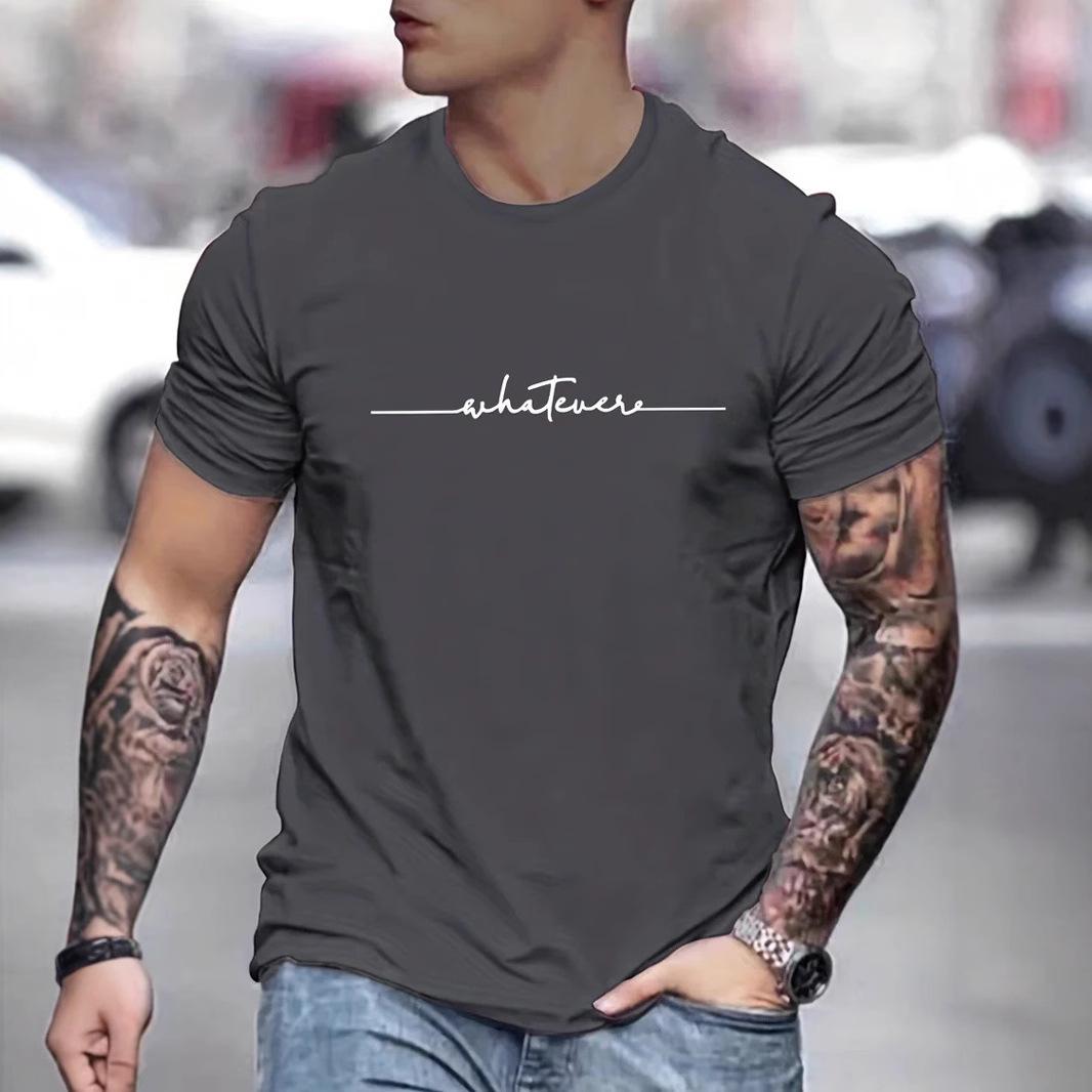 

Men s Fun Printed Casual Text Alphabet Crew Neck Sports Breathable Quick Dry T-Shirt 6XL темно-сірий