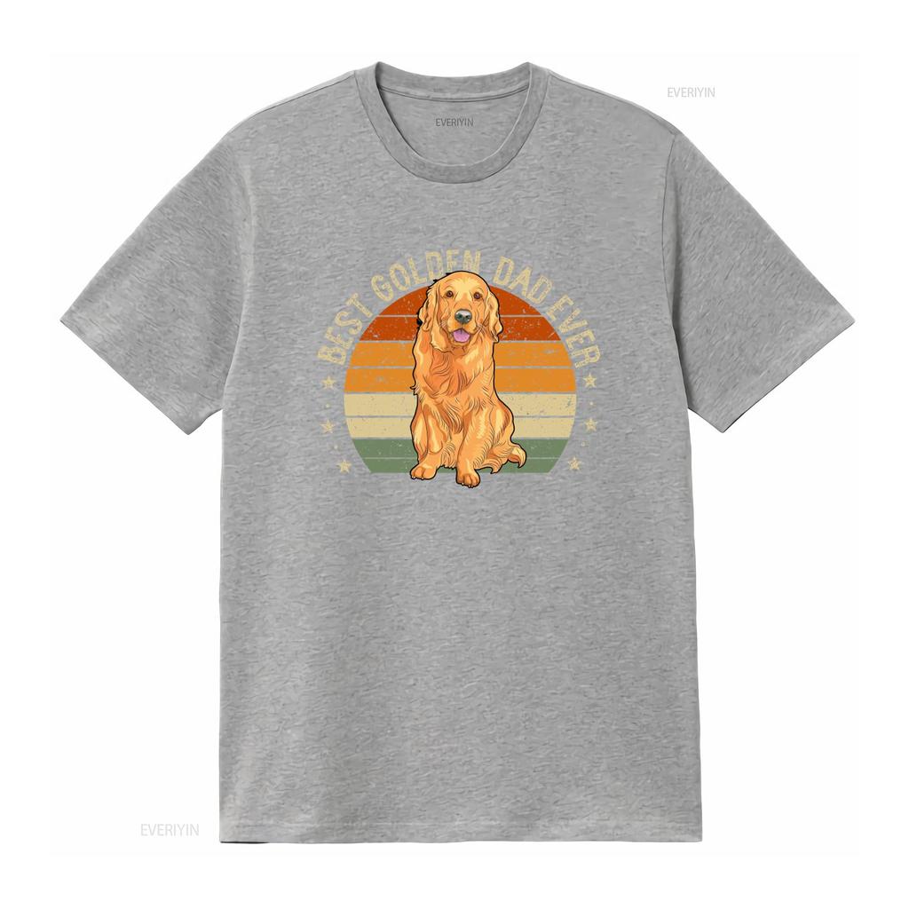 Mens Best Golden Dad Ever Retro Retriever Dog Daddy T Shirt vintage Washed Casual Stylish Unisex Soft homme Versatile
