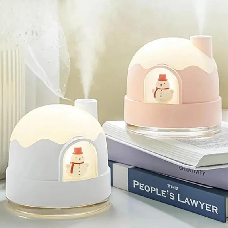 

Mini Air Humidifier Home Hydrating Humidifier with Night Light USB Silent Bedroom Cute Snowman Desktop