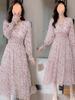 Floral Print Chiffon Dress Long Dress Women Spring New Korean Style Fairy Dress Ruffled Maxi Skirt