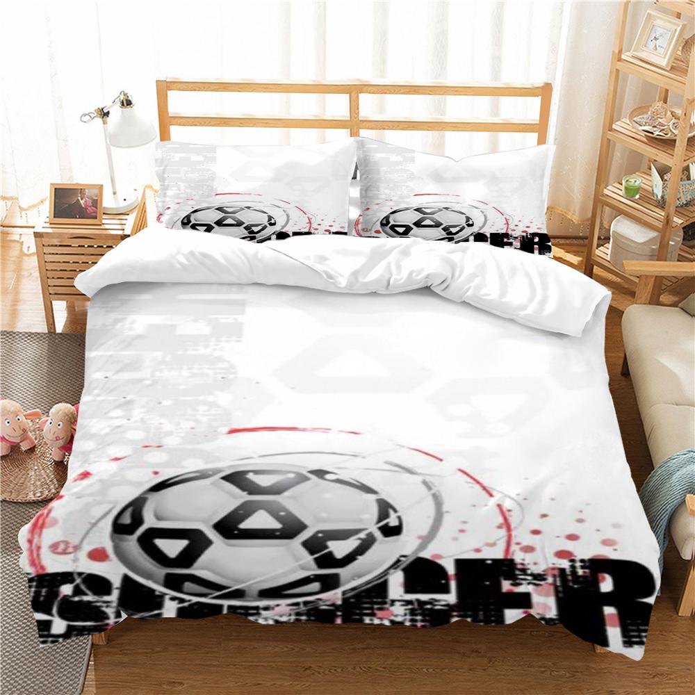3D Football Print pościel garnitur pocieszyciel poszwa na kołdrę narzuta na łóżko zestaw z mikrofibry pojedyncza podwójna poszewka typu King Size