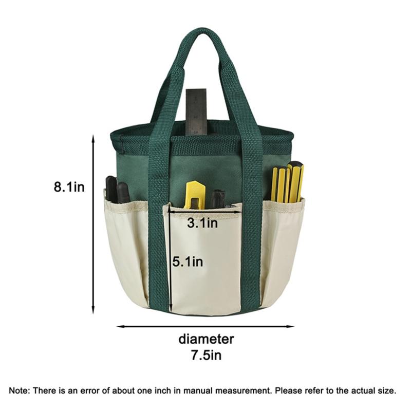 Garden Tools Bucket Bag Gardening Organizer Tote with Pockets, Personalized Oxford Cloth Tool Storage Bag for Gardeners