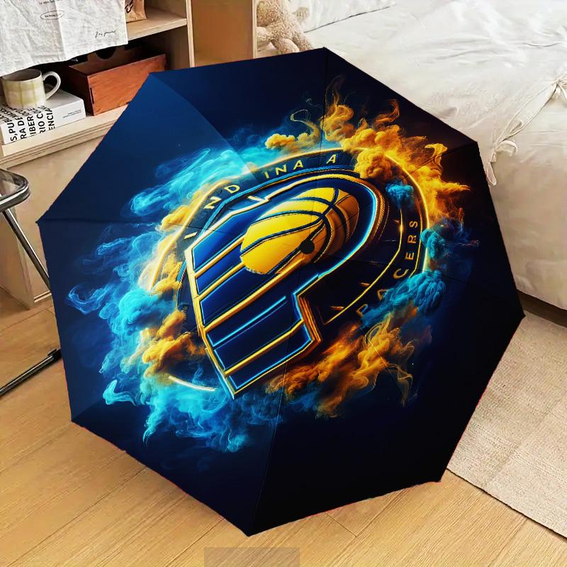 basketball Pacers Neon Art Umbrella Folding umbrella, automatic umbrella 8-Frame for Travel, camping Use Gift for Halloween Christmas