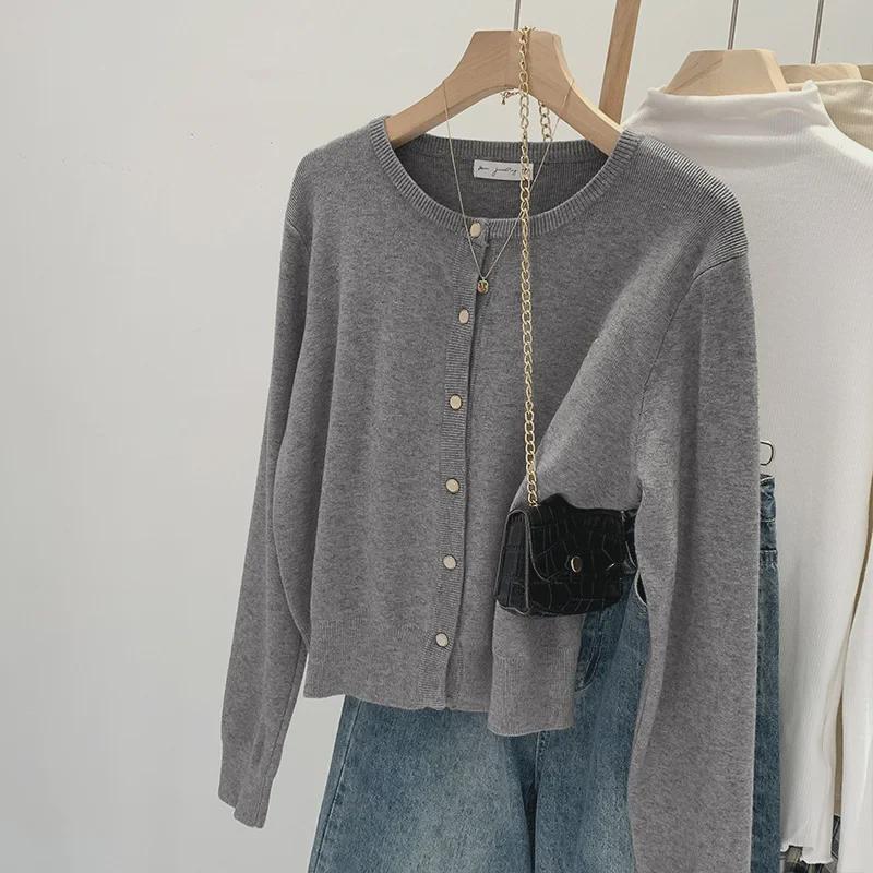 

Женский вязаный кардиган в стиле ретро в европейском стиле колледжа 2024 года — повседневная верхняя одежда с длинными рукавами M