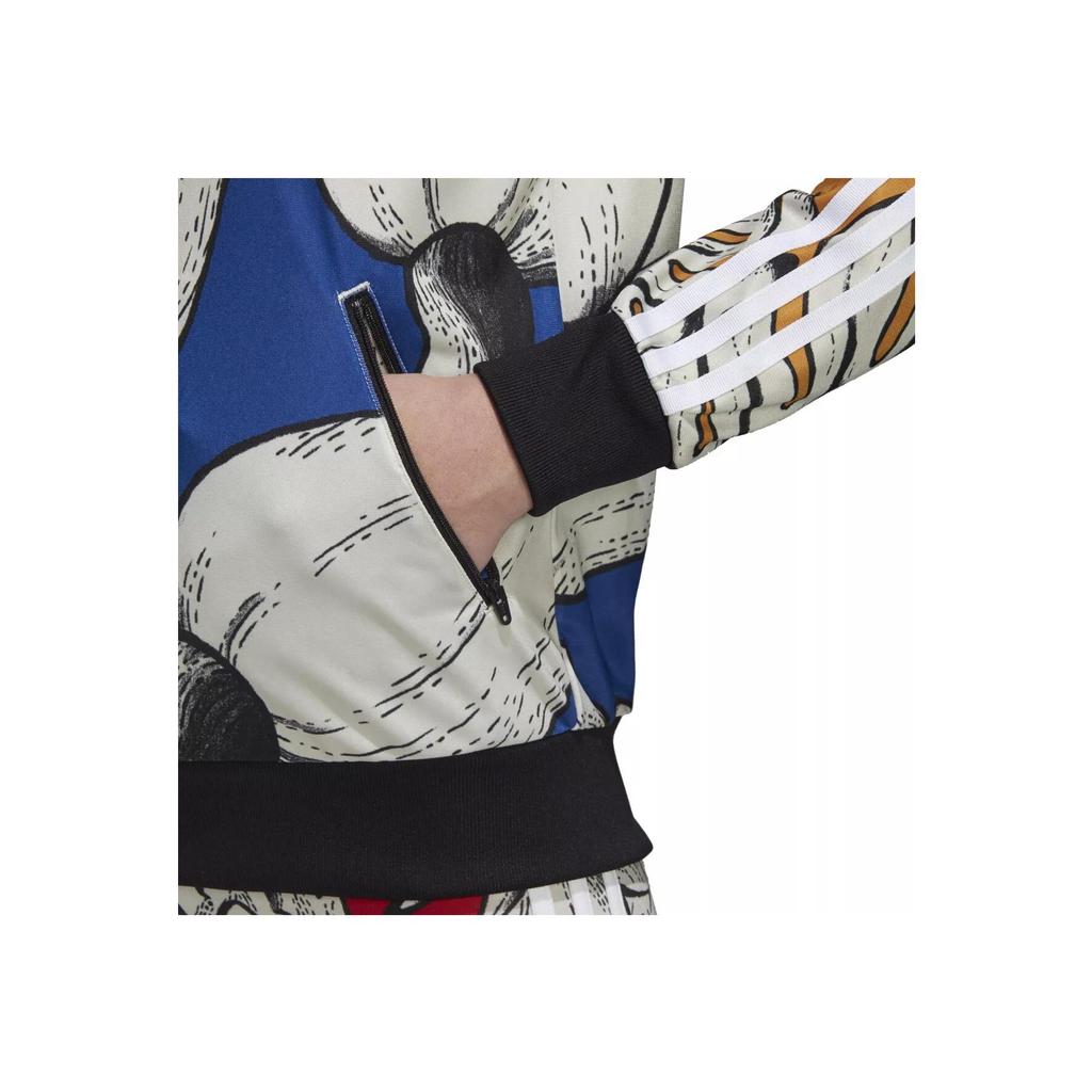 adidas Originals Superstar Mode Druck Sportlich Lässig Reißverschlussjacke Damen Jacke Blau Weiß Gelb DH3053