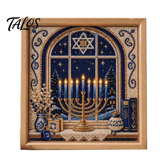 Indoor Garden Decor DIY Hanukkah Pearl Art Kit, 3D Mosaic Bead Craft Set, Creative Holiday Gift for Family Ritual Activity Making Kit Traditional Home