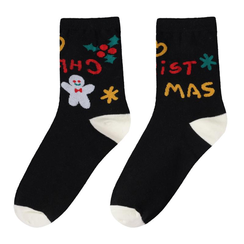 1/3 Paar Damen-Weihnachtssocken mit mittlerer Röhre, Lot glücklicher festlicher Baumwollsocken, Weihnachtsmann, Weihnachtsbaum