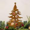 1pc Rustic Metal Christmas Tree Yard Decoration Stake - Durable Outdoor Holiday Decor for Garden, Patio, and Bonsai