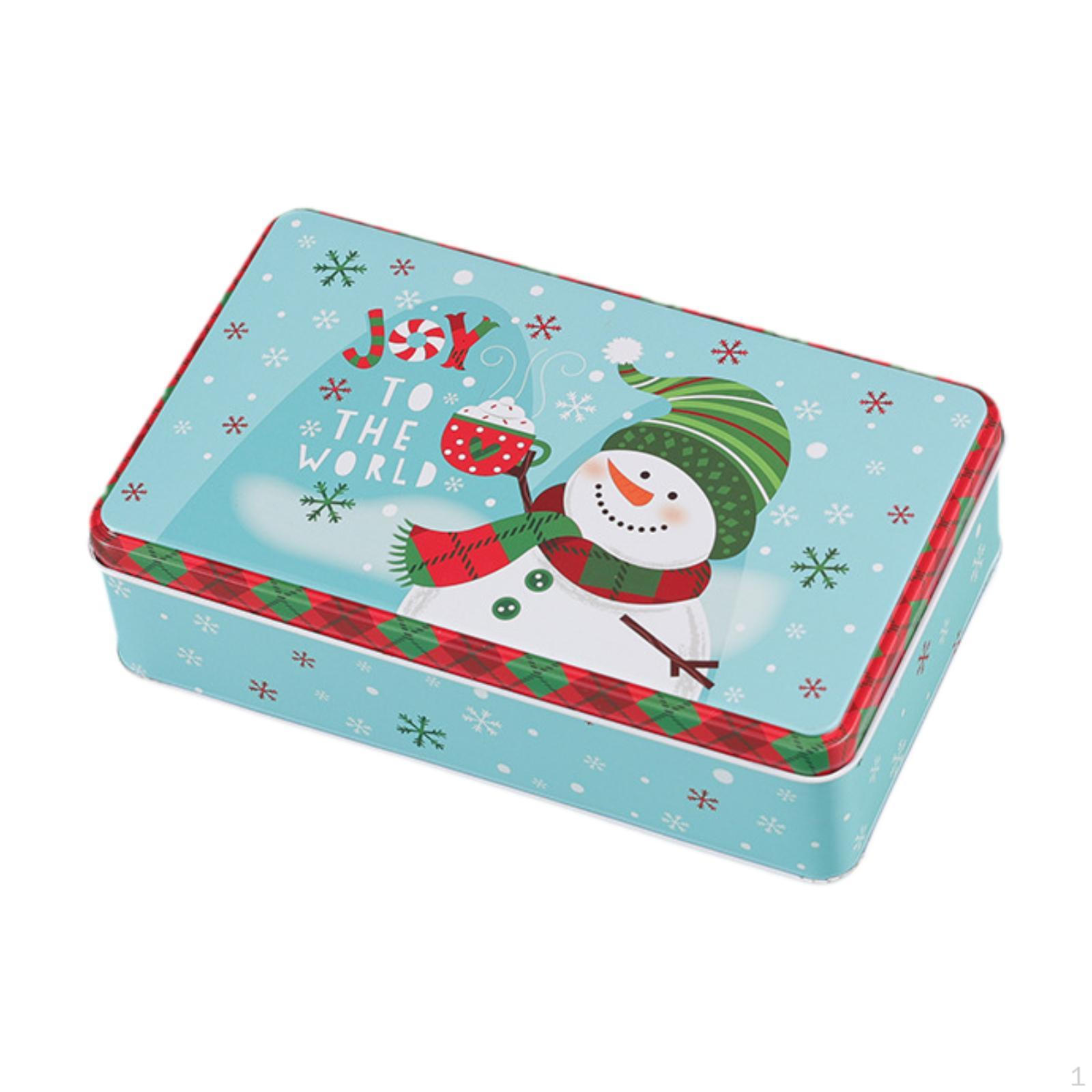 

Рождественская жестяная коробка для печенья, конфет, подарочная банка, симпатичное рождественское угощение с крышкой Snowman
