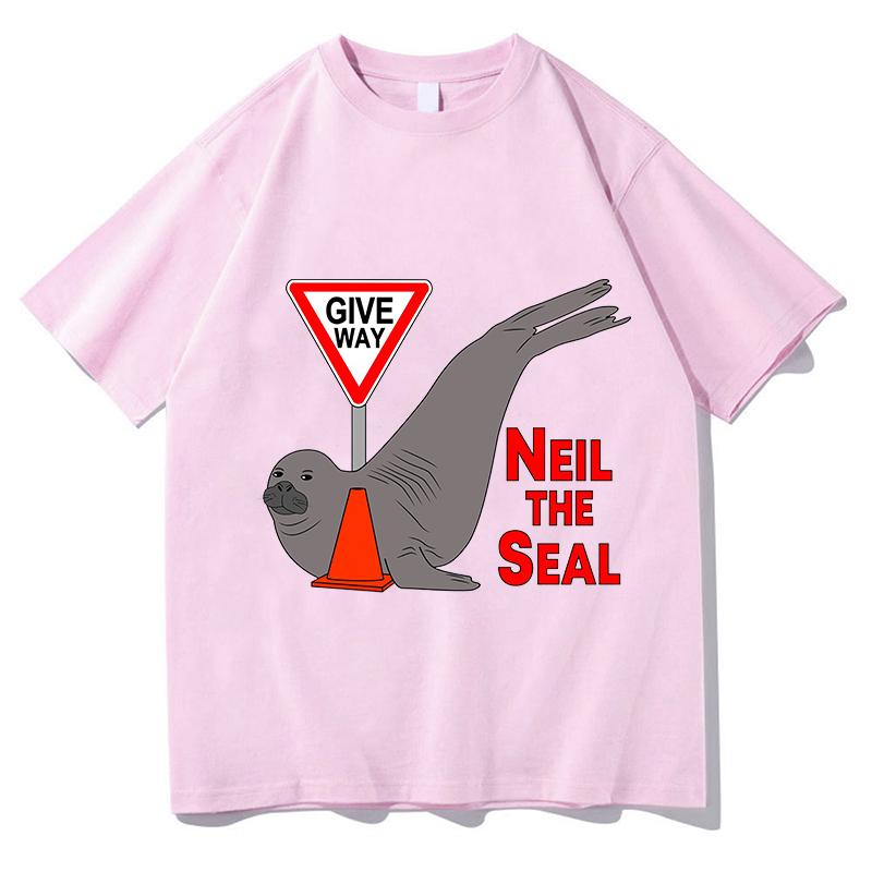 Neil The Seal TShirt Summer Pure Cotton TShirts For Unisex Print Tshirts ShortSleeved Vintage Tees Aesthetic Harajuku Streetwear