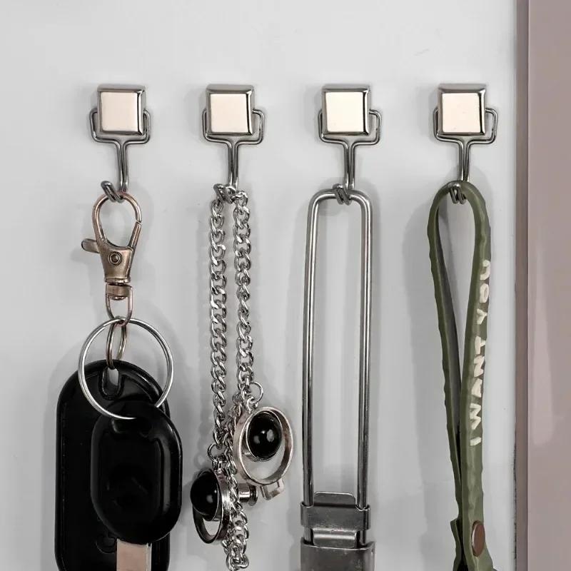 30/1PCS Square Magnetic Hook Load Bearing Wall-mounted Hangers Home Kitchen Bathroom Storage Strong Magnet Hooks Keys Holder