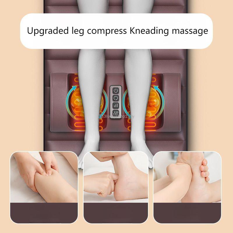 10 Vibration Motors Massage Heating Pad Full Body Massager Cushion Neck Back Waist Legs Compress Kneading Massage Mat