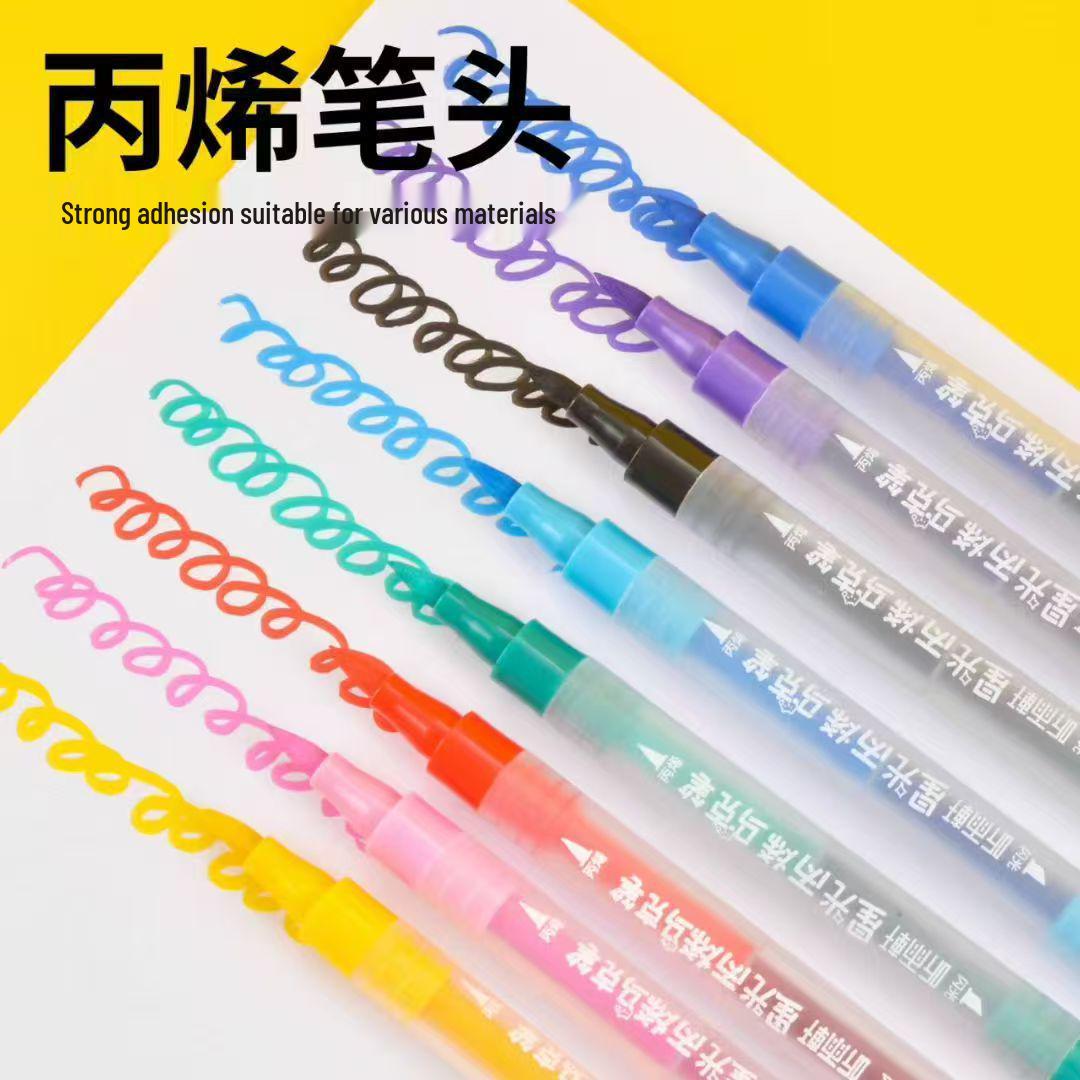 

Набор моющихся акриловых маркеров Tingyuxuan для детей - Полупрозрачные, наслаиваемые ручки для рисования Double-ended Starlight Acrylic Marker 12 Colors