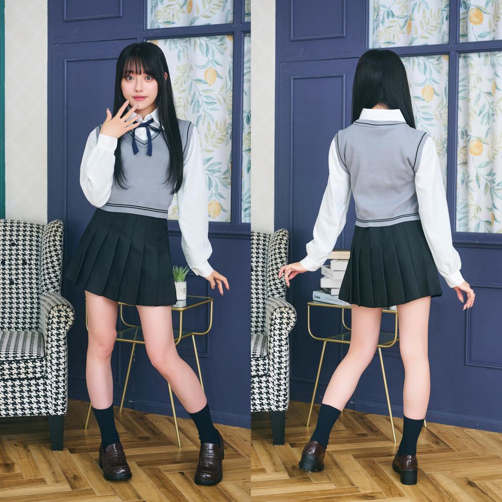 Clearstone Ulzzang Sailor Cosplay Halloween Knit Vest, Women's, Gray X Black