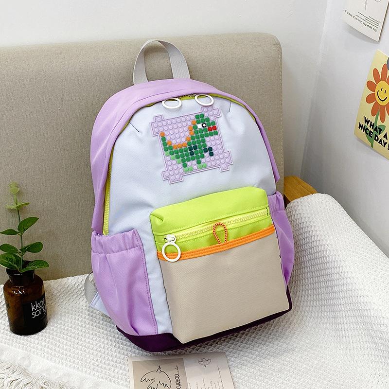 

School bag backpack fashion contrasting color foreign style love parent-child backpack 2025 new children s bag фіолетовий
