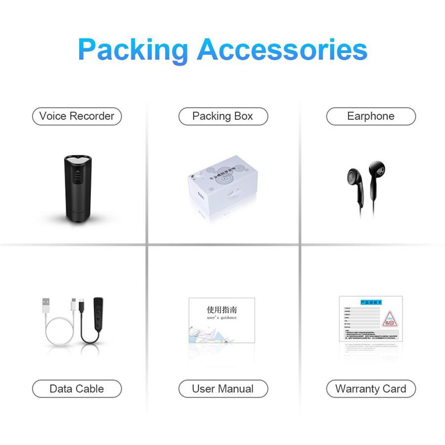 Hidden Voice Recorder Activated Digital Audio Sound Recording Device 16GB Black
