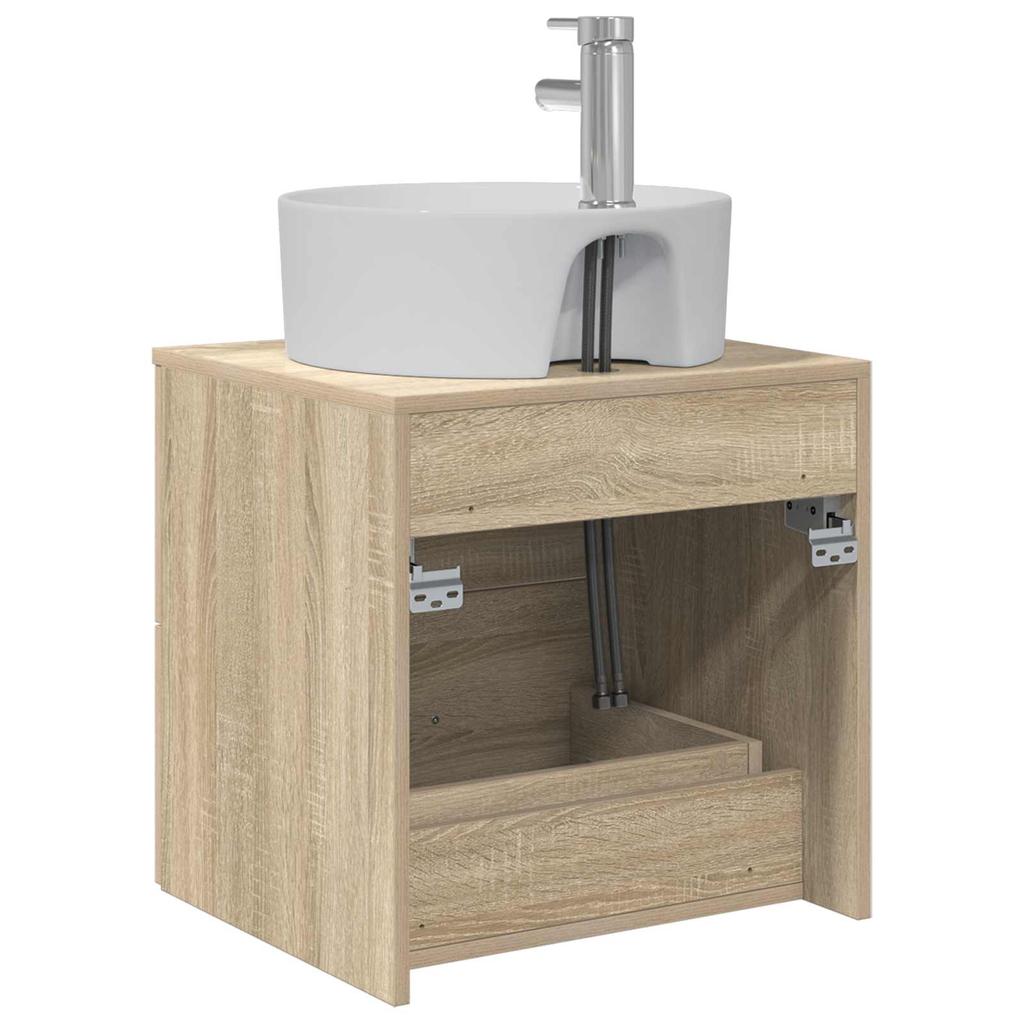 Wall Mounted Washbasin In Sonoma Oak 49.5 X 44.5 X 65 Cm