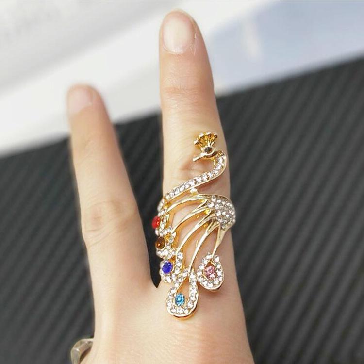 Lanzhihai Women's Diamond Peacock Fashion Ring