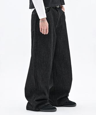 Lopai Zeppelin Max Weite Jeanshose (Schwarz-Indigo)