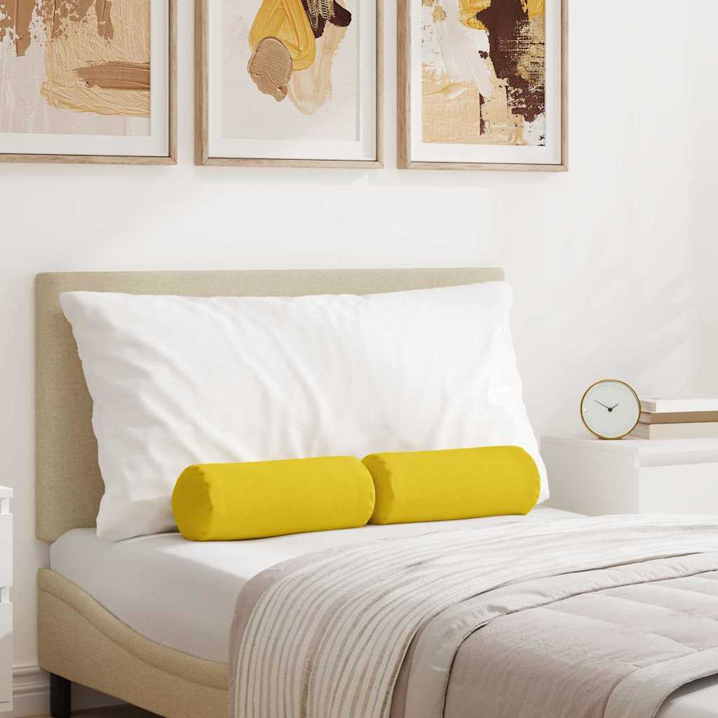 Bolster Cushions 2 pcs Light Yellow Ø 15 x 40 cm Fabric