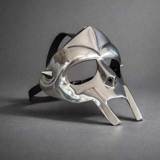 MF DOOM Inspired Gladiator Mask – Handmade Mirror Finish Metal Face Armor for Cosplay & Display