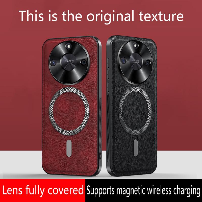 Für Honor X50 und Honor X50 GT Hülle Magnetisch Elegant Leder Verschleißfest Objektiv Vollständig Abgedeckt Rutschfester Griff Kantenschutzschale