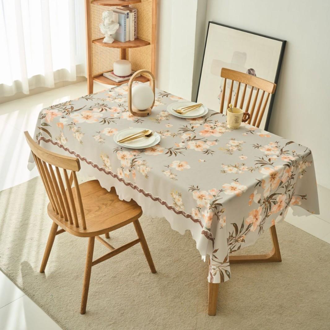 

Rectangular Waterproof Oil Resistant Dining Tablecloth French Cream Style Polyester Irregular Lace Kitchen Table Cloth Cover 100x140cm