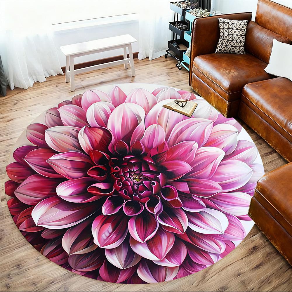 1pc Flower Petals Round Chair mat Area Rug - Non-Slip, Floor Mat for Office, Bedroom, and Indoor Decor -1002205