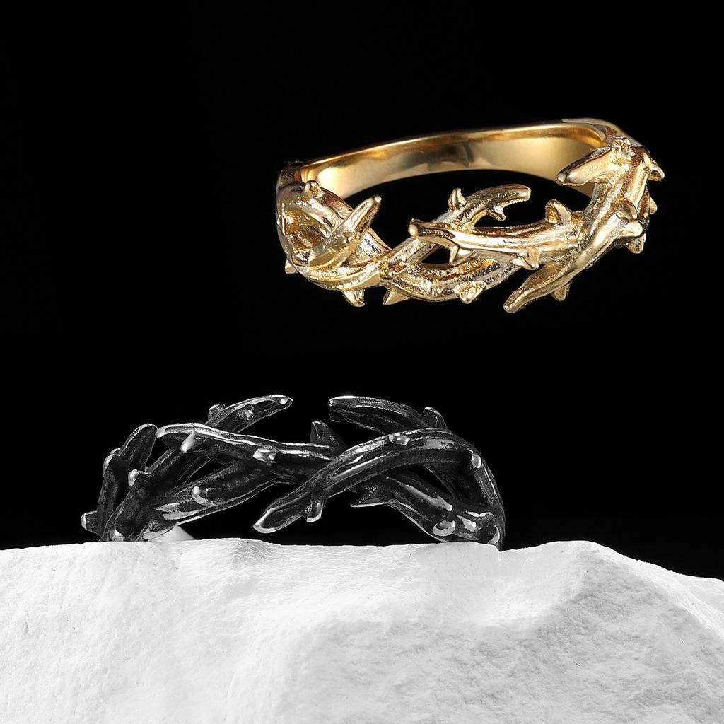 Thorn Crown Retro Stainless Steel Men Rings Punk New In For Male Women  Jewelry Creativity Gift  Dropshiping