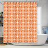 Orange White Floral Bath Mat Set Shower Curtain Home Decor Waterproof Bathroom Rug Modern Design Rectangular Shape