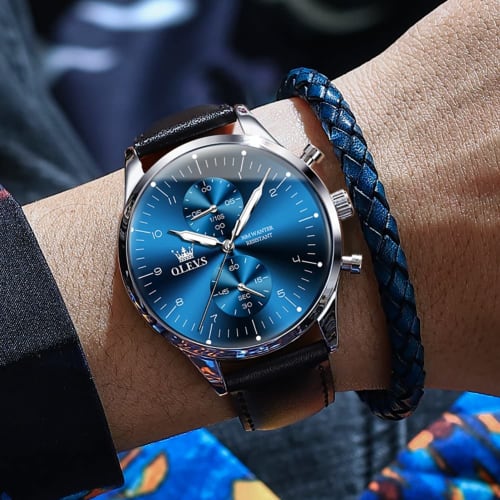 Watch Men's Watch Arm Watch for Men Waterproof Brand Simple Stylish Business Brown Leather Strap Analog Date Quartz High School Student Men Gentleman