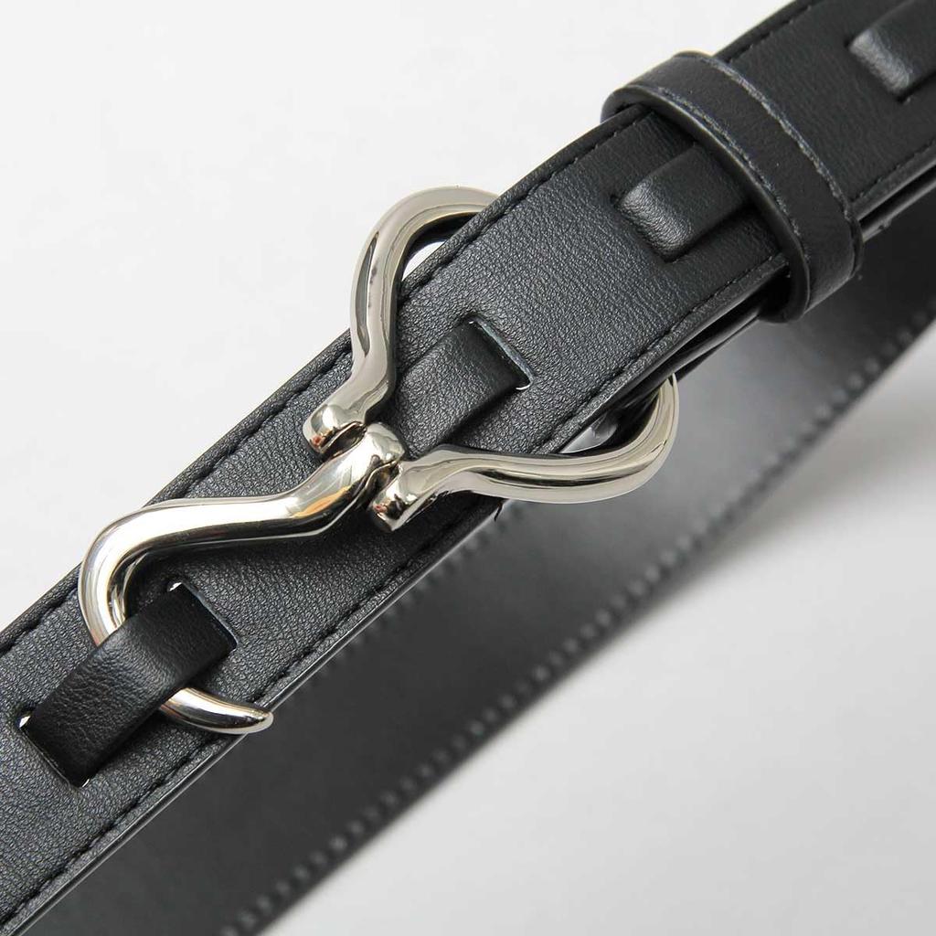 Grabella Black Nickel Hook Buckle Faux Leather Belt Men's GL-012 (One Piece)