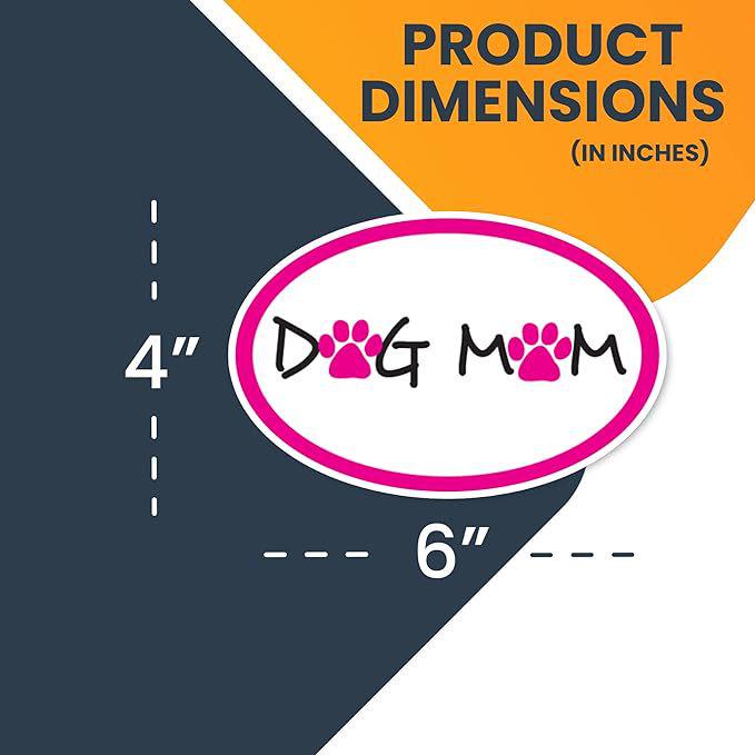 Pink Oval 'Dog Mom' Magnet Decal for Car, Laptop, and Cup