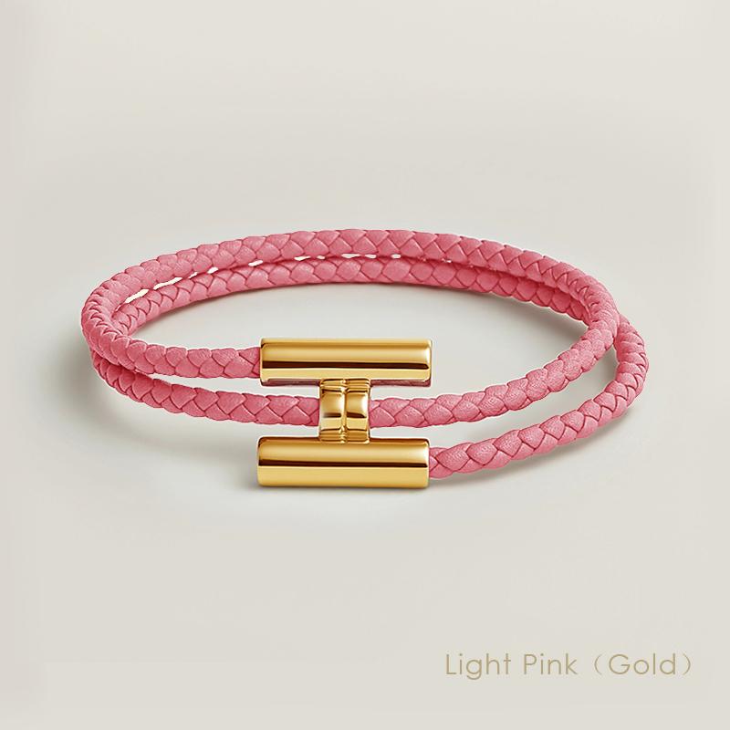 MOONLIGHT Classic H Button Braceles for Women Double-layer Leather Charm Bracelet Female Fashion Couple Jewelry Gifts 13 Colors