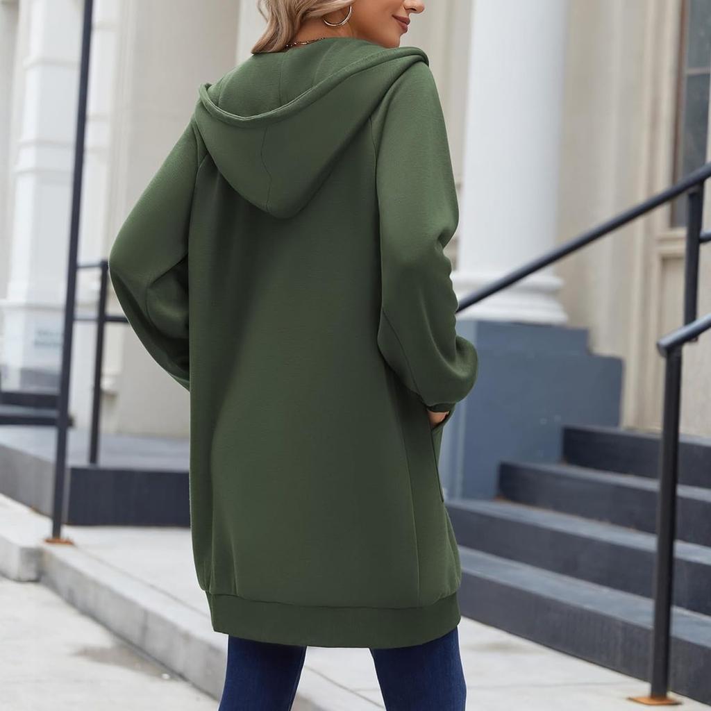 Women's Fashionable Loose-fitting Long-sleeved Casual Jacket With Zipper Hoodie