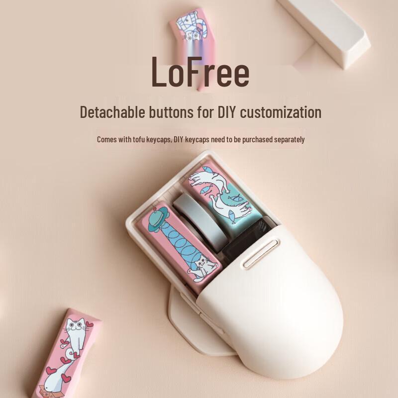 LOFREE OE909 Kleine gebogene Drei-Modus-Kabellose PBT-Büromaus