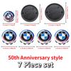 DJSA5 Hood Trunk Wheel Steering Badge 7Pcs Emblem Set For BMW E46 E90 F10 F30 G20 X5 82mm 74mm 68mm 56mm 45mm 50th Anniversary Car